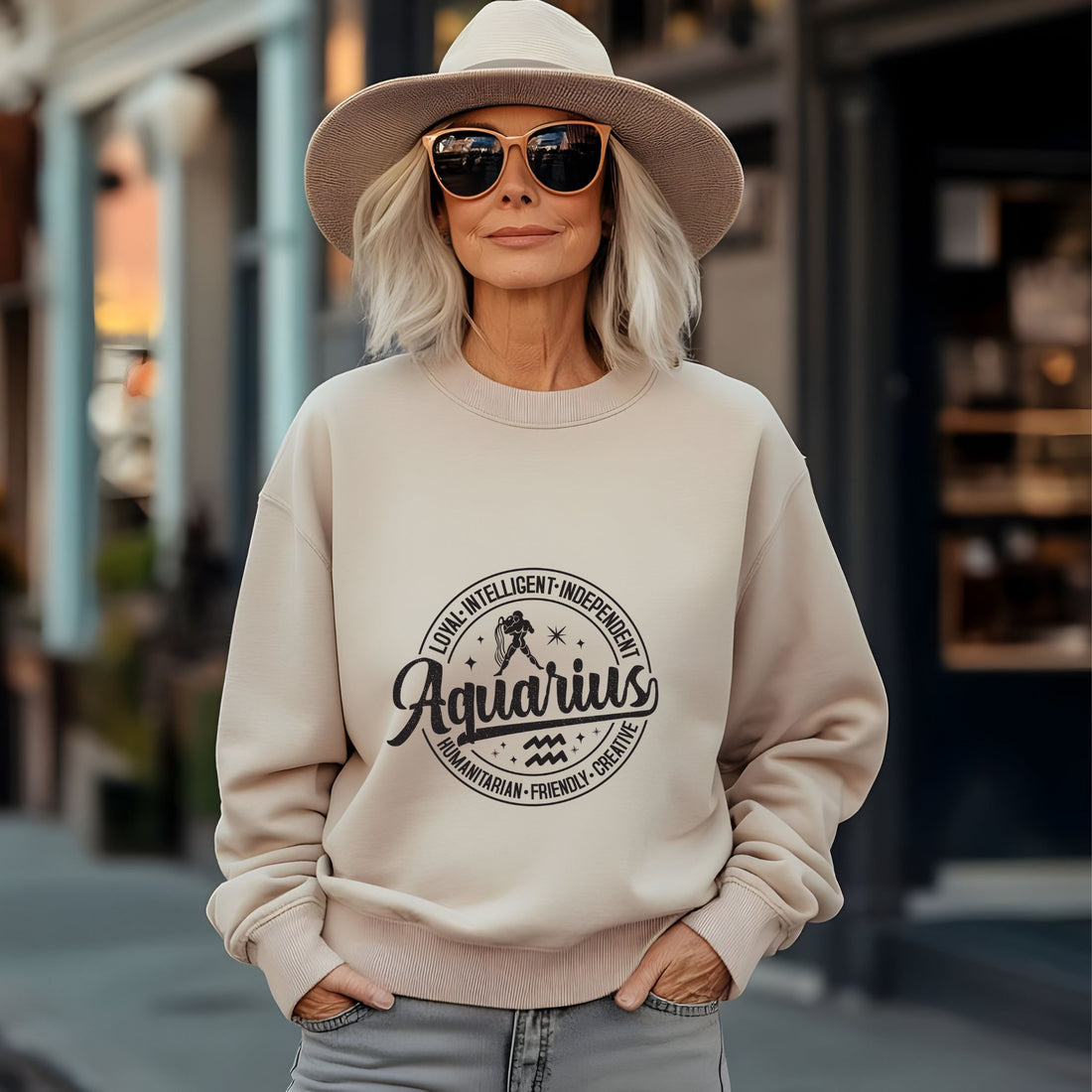 Unique Aquarius sweater with astrology design