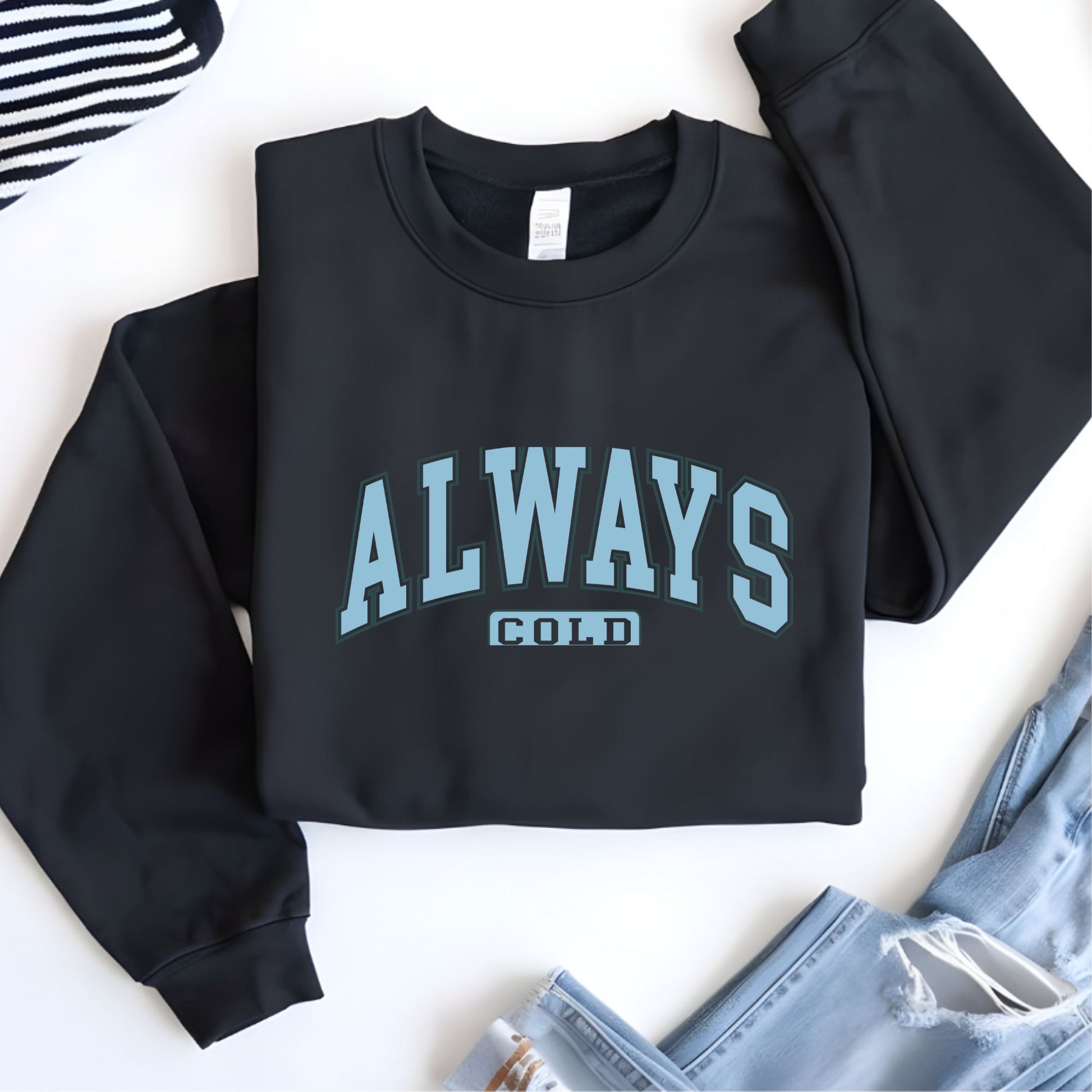 Black Always Cold Sweater by XNOBIX – Cozy and stylish sweater for those who love warmth and comfort, perfect for everyday wear.