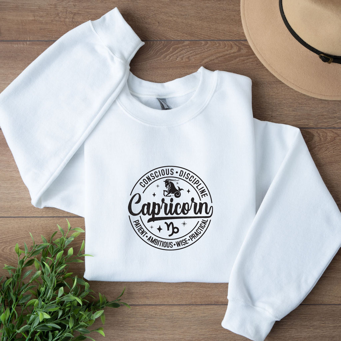 Elegant Capricorn sweater with astrology design