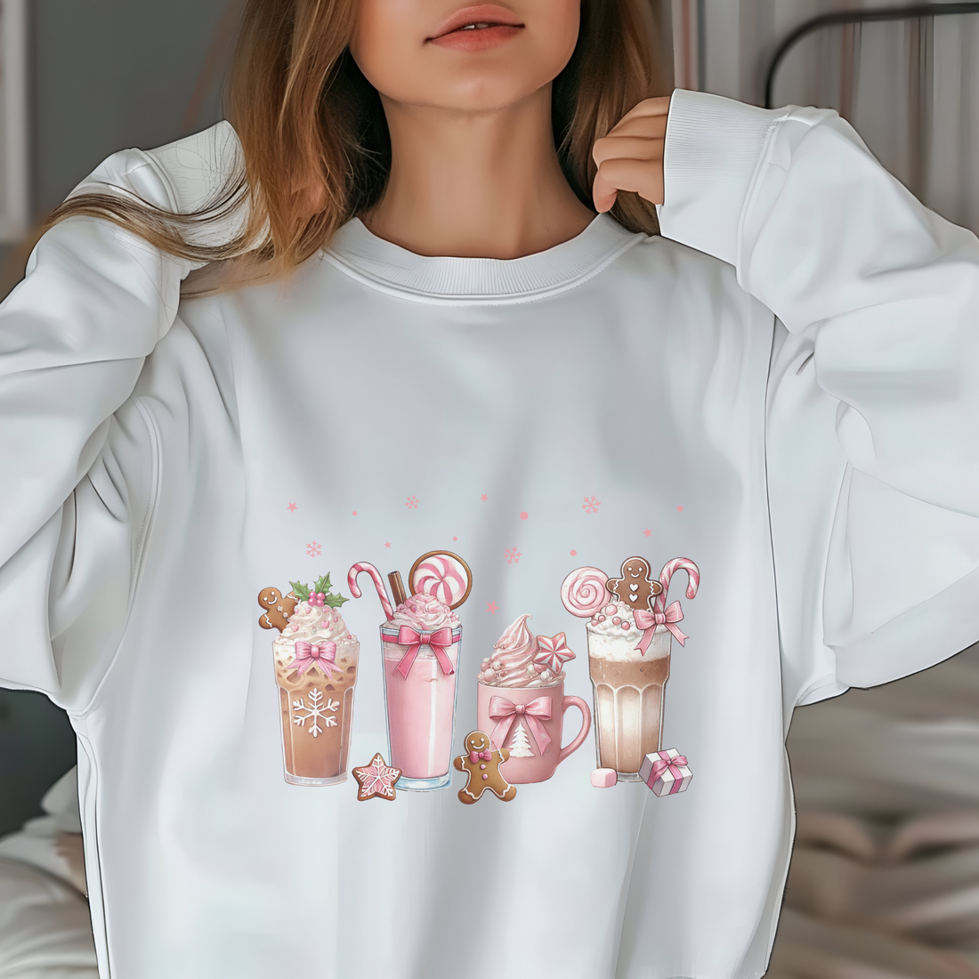 Pink Coffee Christmas T-Shirt – Cute & Festive Holiday Apparel for Women