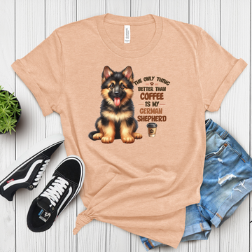 German Shepherd & Coffee T-Shirt – Perfect for Dog Lovers