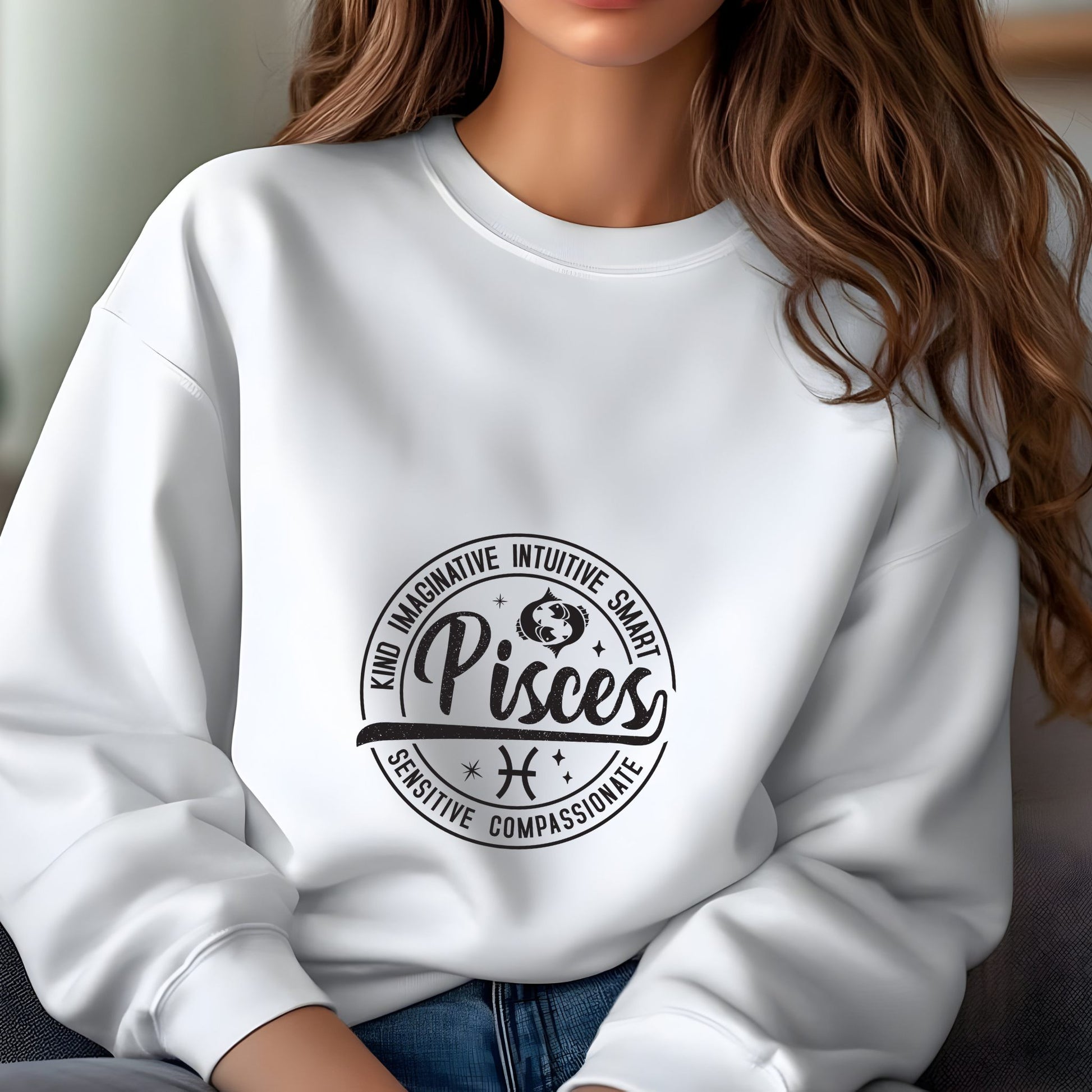 Trendy Pisces zodiac sweater white