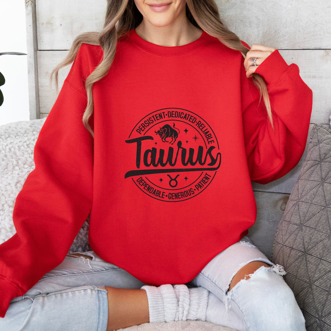 Soft Taurus sweater with zodiac design