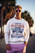  Vintage-Style Men’s Graphic Sweater – Old Timer Hotrod Design | XNOBIX