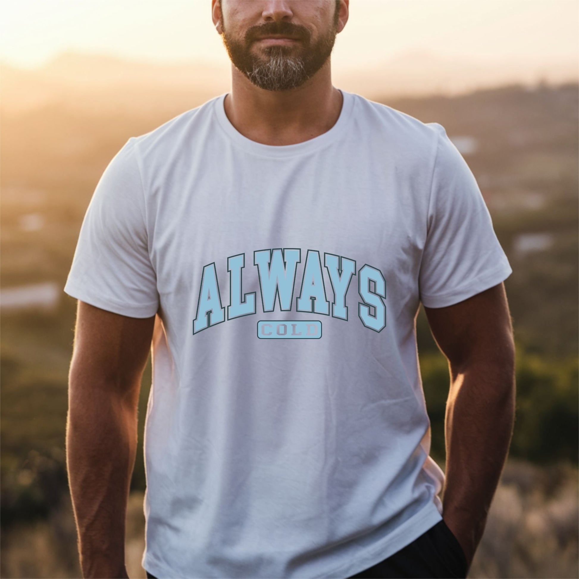 WhiteMen’s Graphic T-Shirt with Always Cold Print