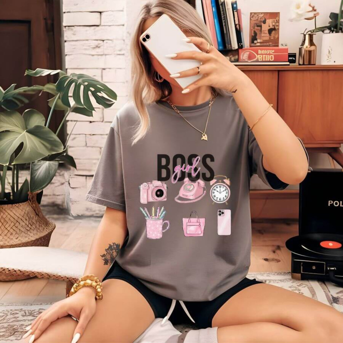 Stylish and empowering 'Boss Girl' T-shirt for women, grey available in multiple colors and sizes. Perfect for casual wear