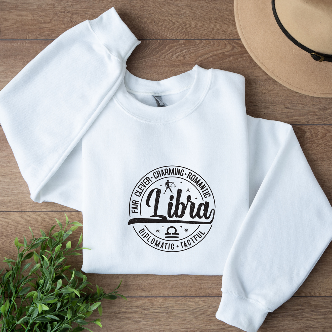 Stylish Libra sweater with zodiac design
