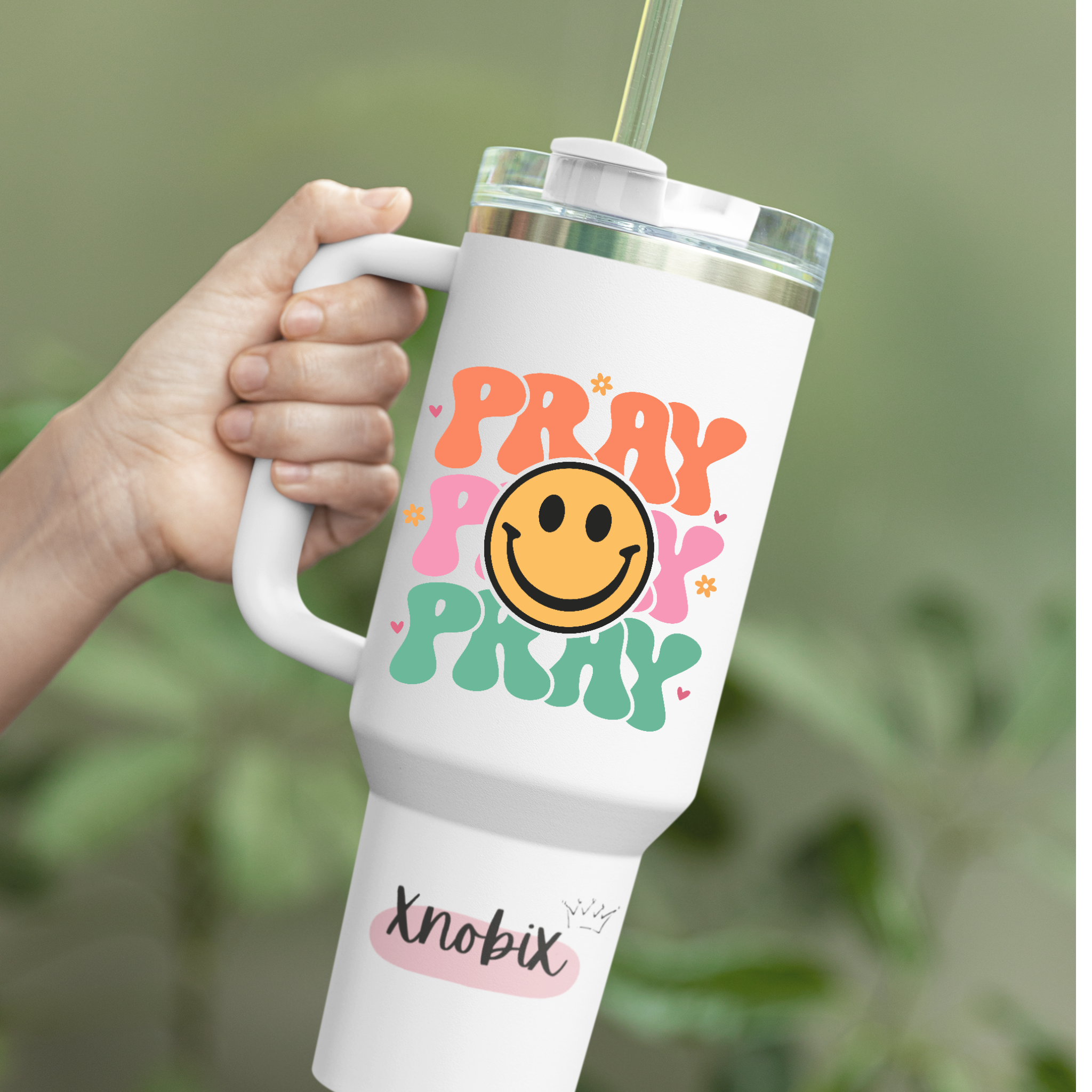Pray Pray Pray Smile Water Bottle – Stay Hydrated with Faith & Positivity