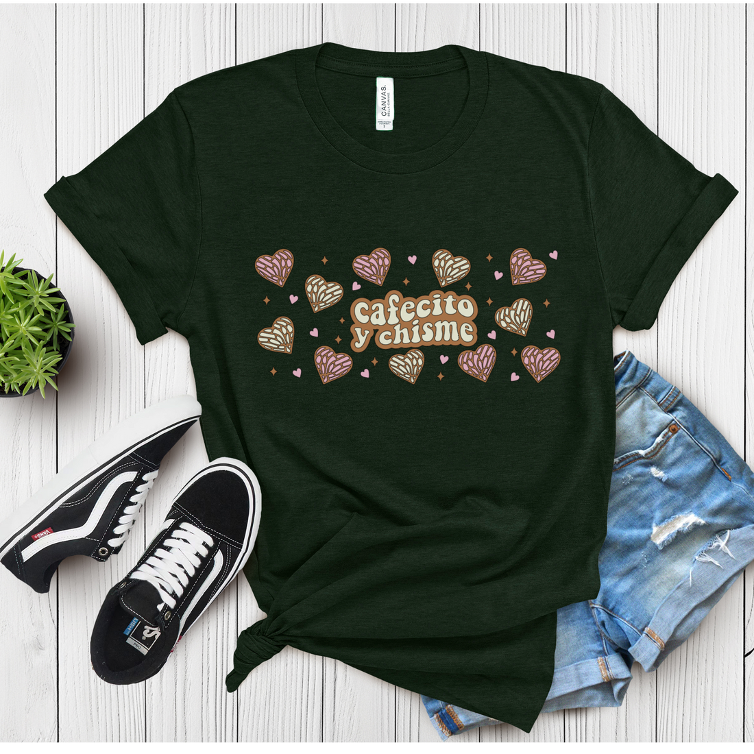 Xnobix Chic Cafecito & Chisme Short Sleeve Tee: For Effortless Casual Elegance"