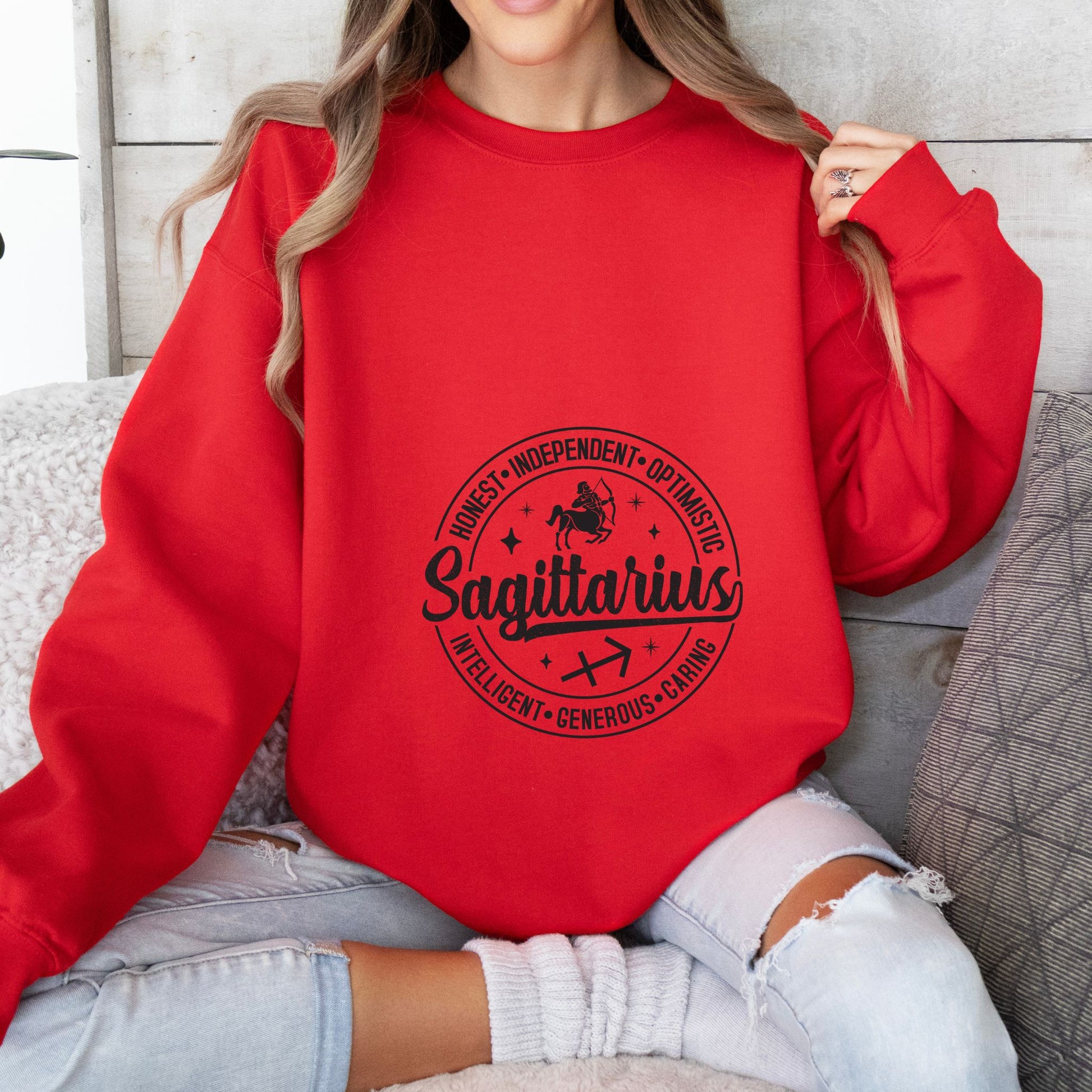 Trendy Sagittarius horoscope sweater in multiple colors
