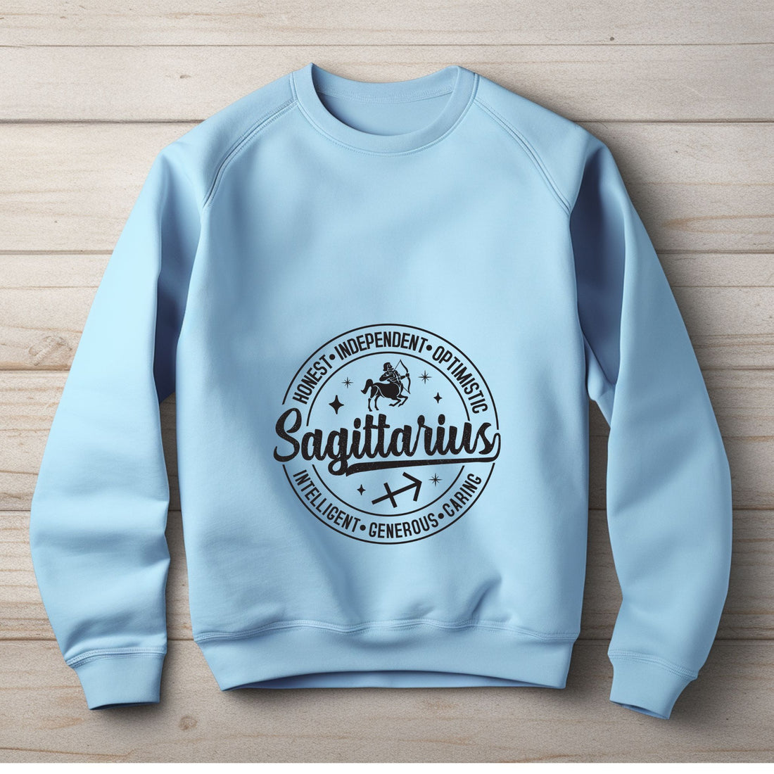 Bold Sagittarius sweater with zodiac design