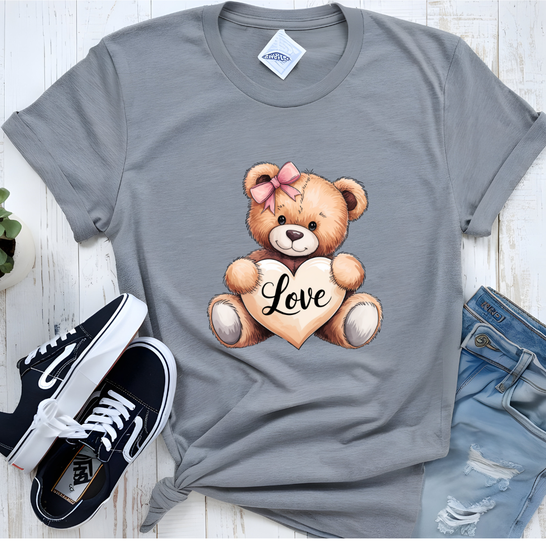Cute Teddy Bear Love T-Shirt – Premium Casual Graphic Tee