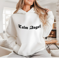 White Calm Down Hoodie by XNOBIX – Cozy, stylish oversized hoodie with a positive message, perfect for everyday comfort.