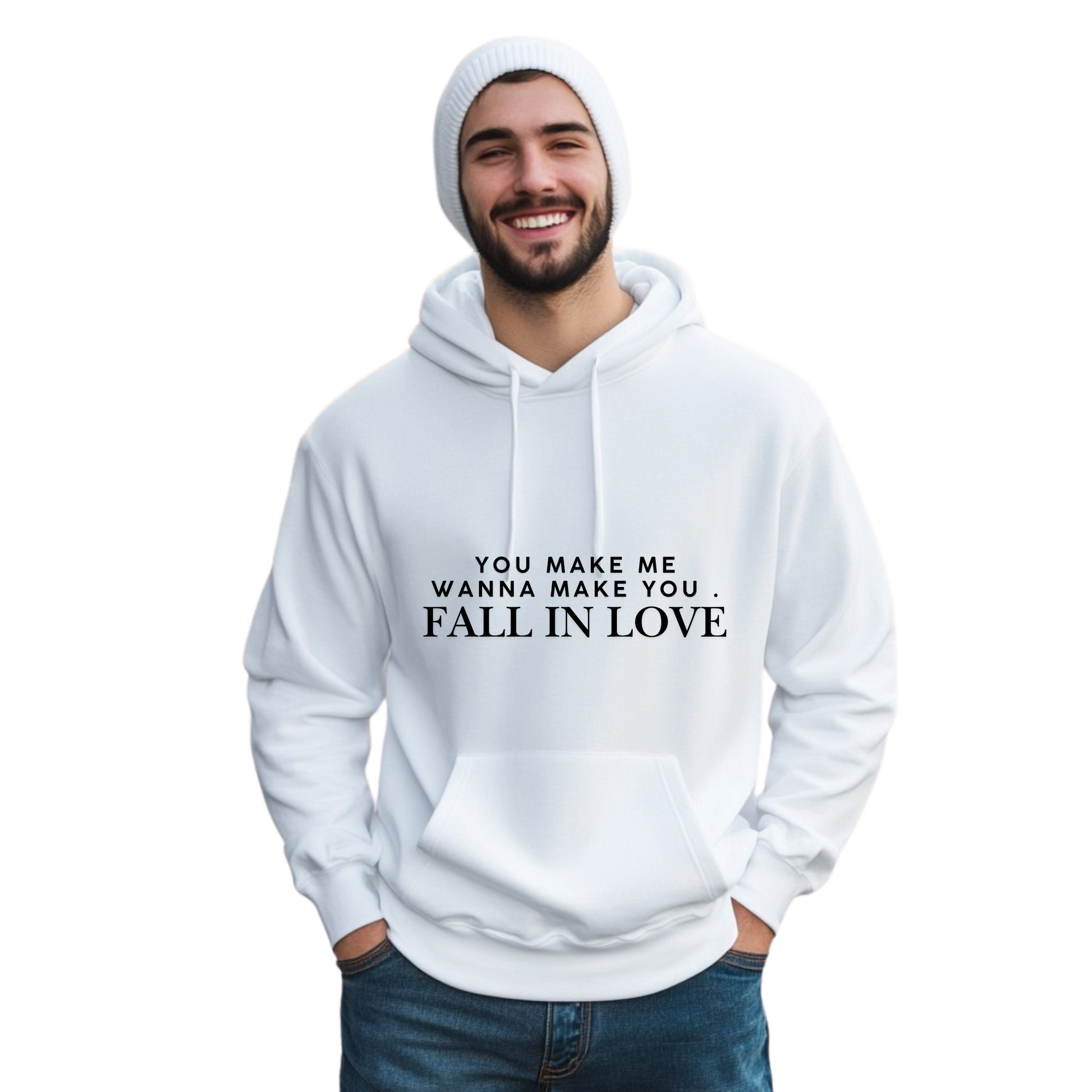 You Make Me Fall in Love Sweater by XNOBIX – Cozy, romantic sweater with a sweet message, perfect for everyday comfort and style