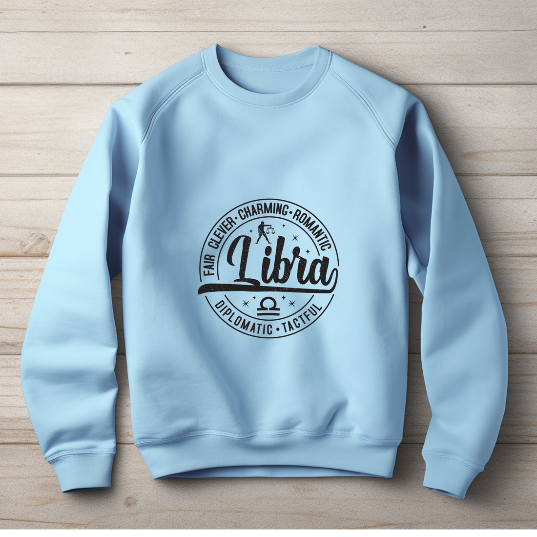 Stylish Libra sweater with zodiac design
